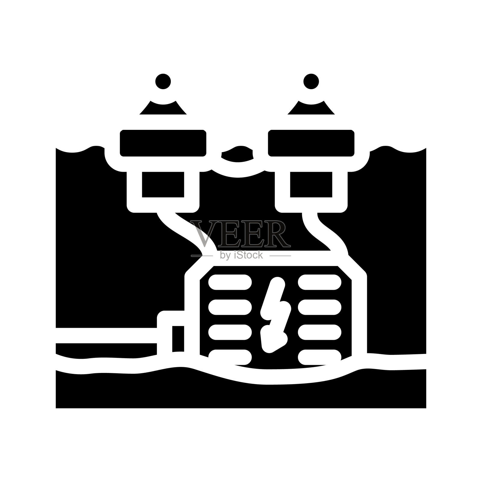 波浪能量转换器潮汐符号图标矢量插图插画图片素材