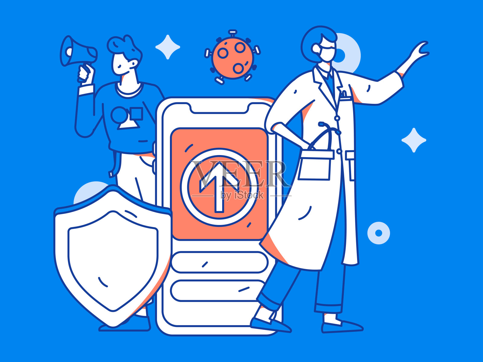 医学人物抗击疫情的平面矢量概念操作手绘插图插画图片素材