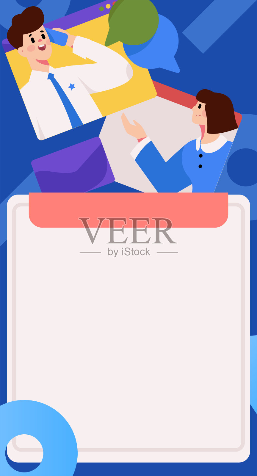 平面矢量插图的业务人员操作的工作场景插画图片素材