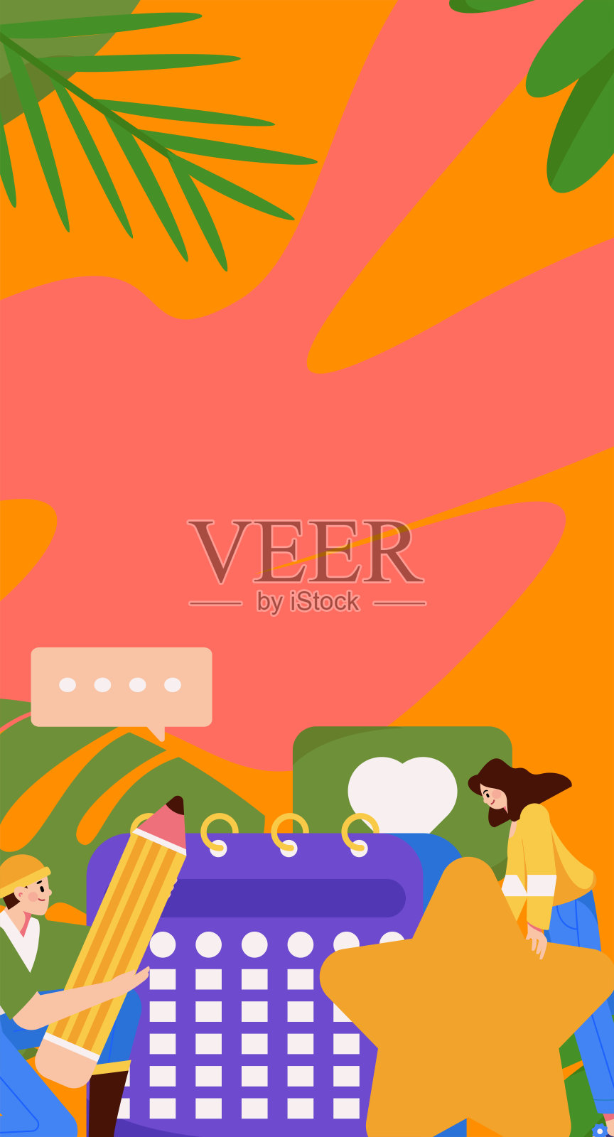 签到字符平面矢量概念操作手绘插图插画图片素材