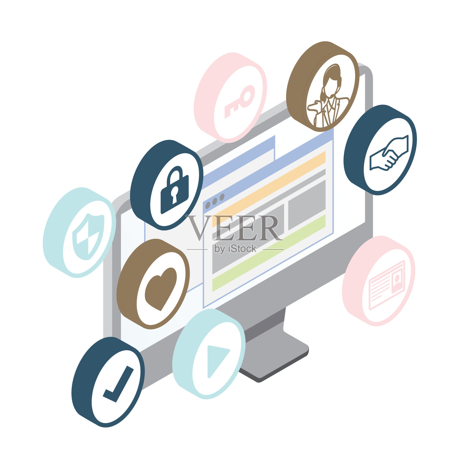 一个对许多可供选择的服务感到满意的男人插画图片素材