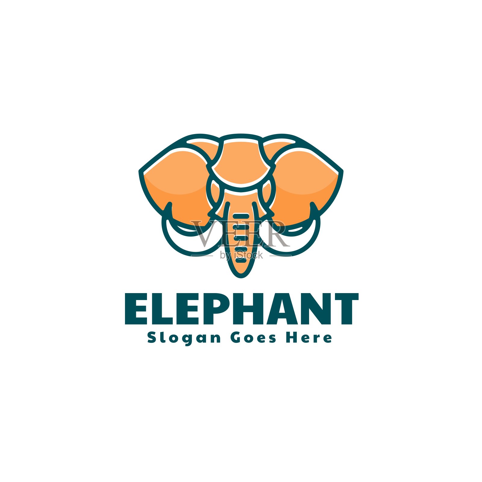 矢量插图大象简单的吉祥物风格插画图片素材