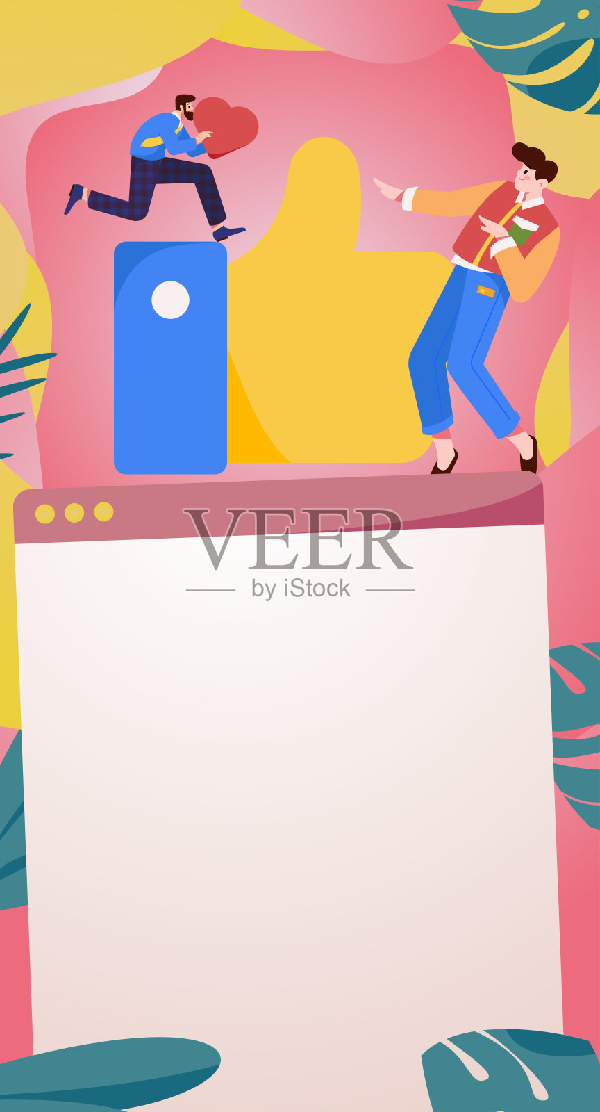 平面矢量插图的业务人员操作的工作场景插画图片素材