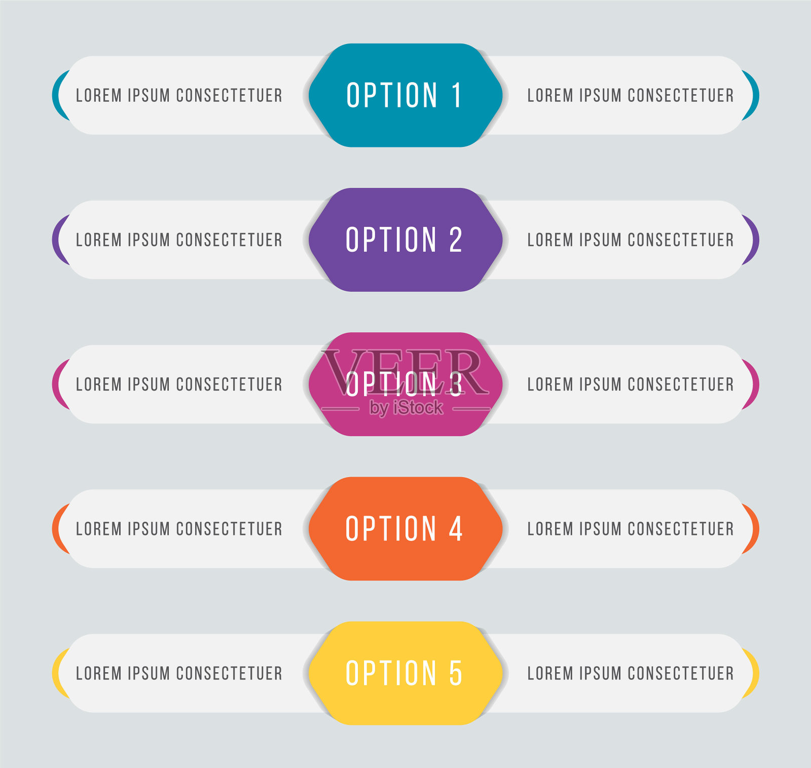 信息图比较5选项设计模板插画图片素材