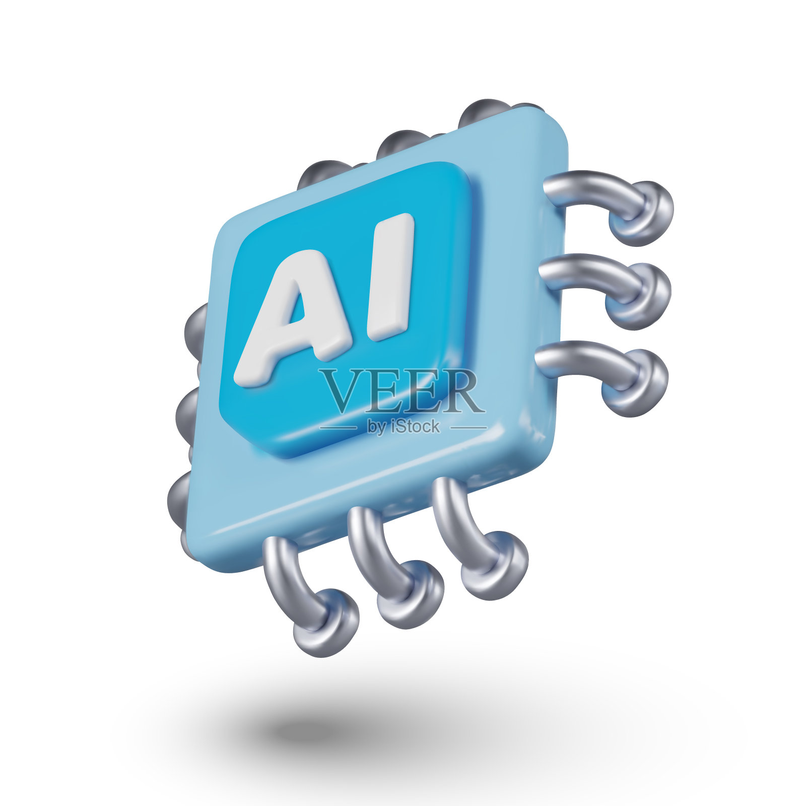 逼真的处理器与腿和人工智能标签。处理信息的电子方案插画图片素材