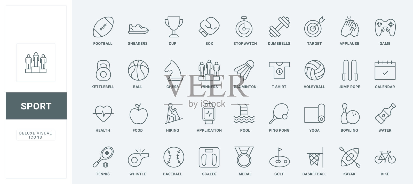 运动训练,爱好细黑红线图标集,健身器材收藏插画图片素材