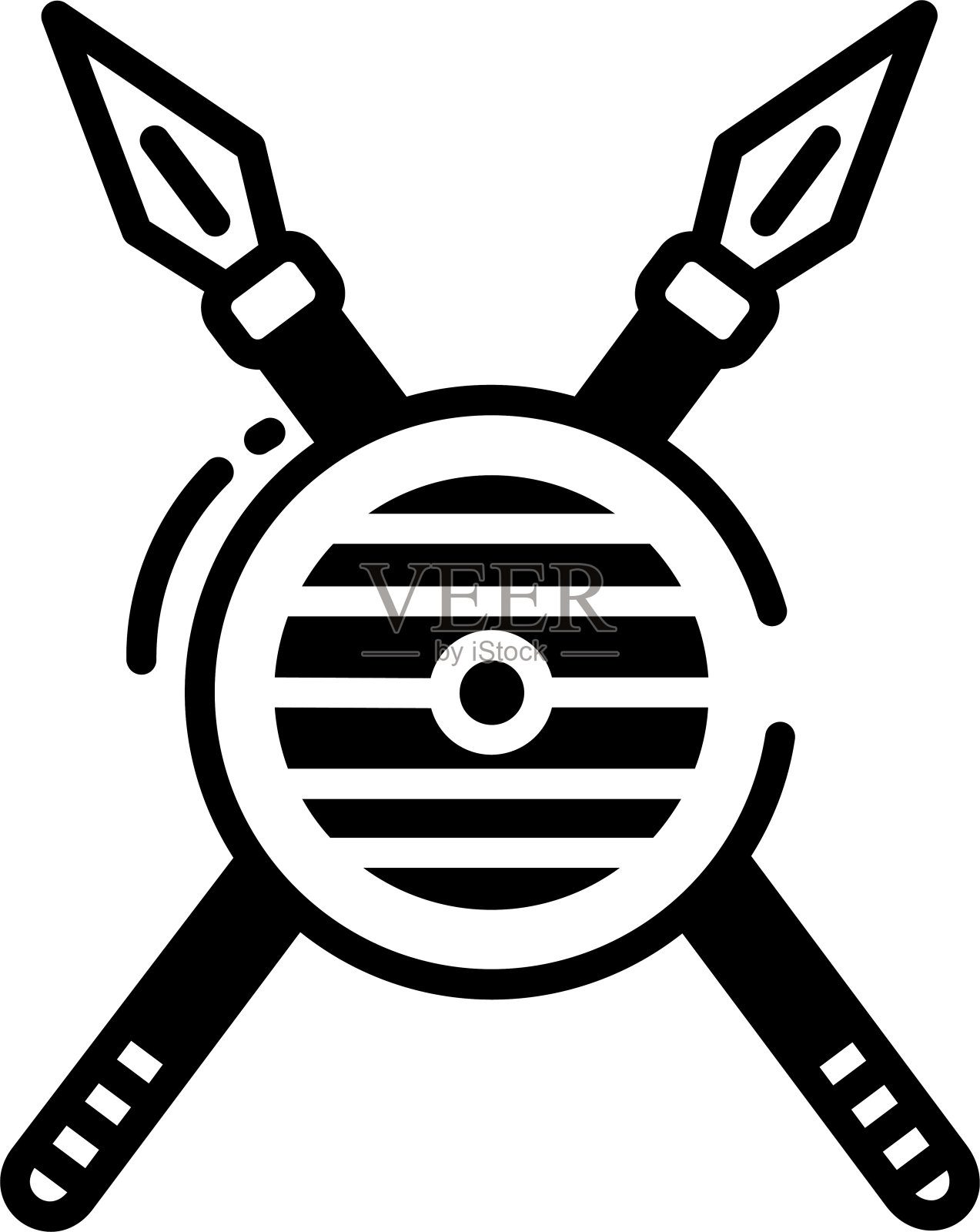 矛和盾字形和线矢量插图插画图片素材