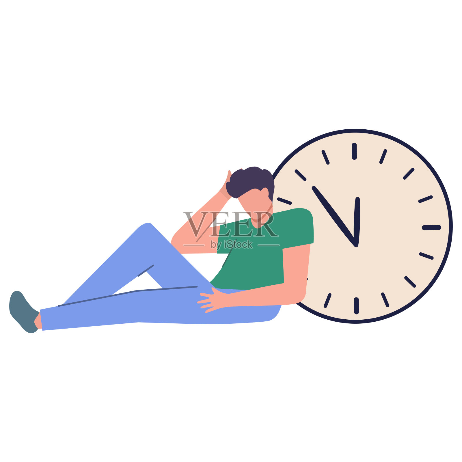 时间管理。紧张的企业家在尝试。办公室加班。员工没有时间在截止日期前完成工作。插画图片素材