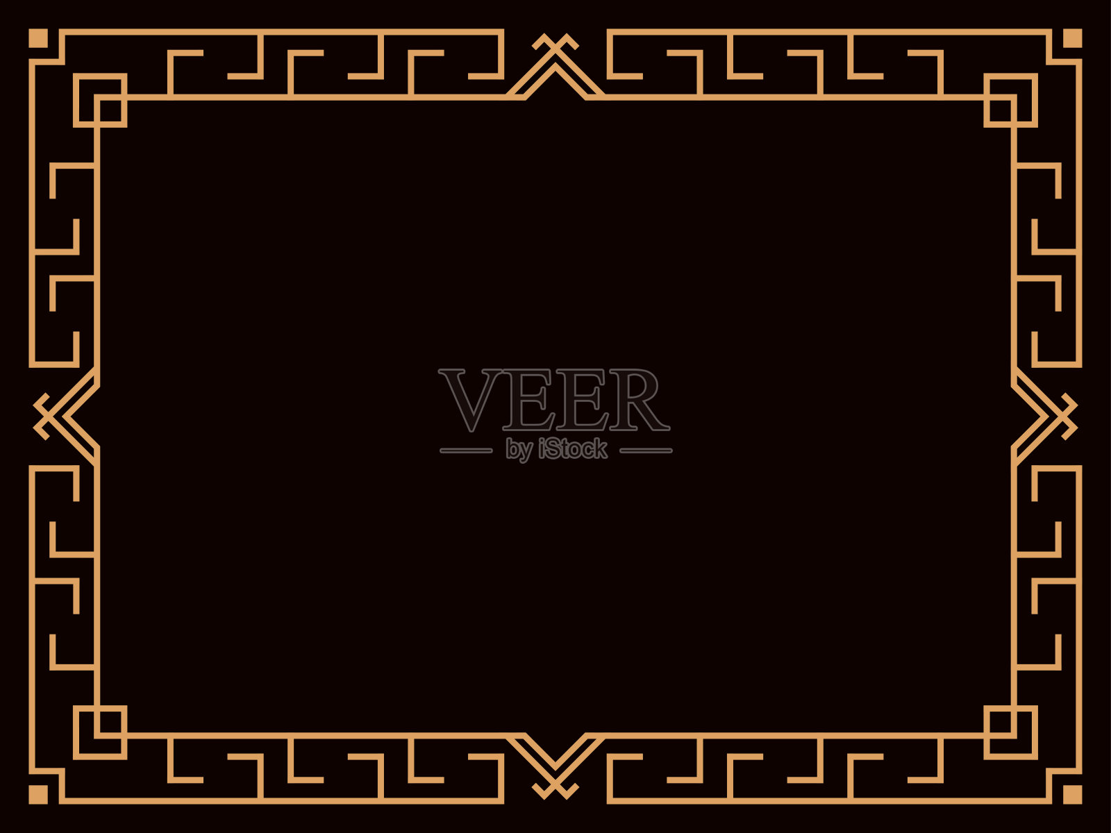 装饰艺术框架。复古的线性边框。为邀请函、传单和贺卡设计一个模板。几何金色框架。二十世纪二、三十年代的风格。矢量图插画图片素材