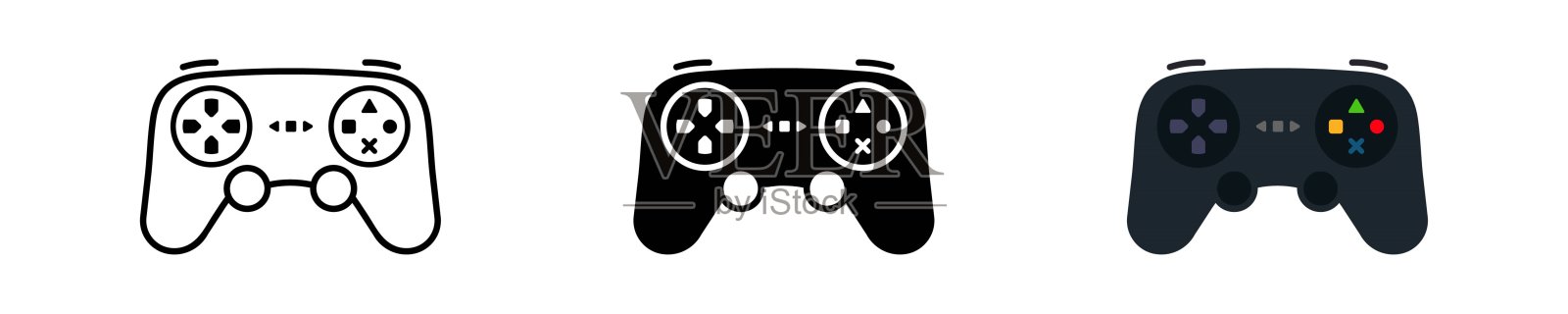 手柄图标说明。简单的游戏控制器符号。孤立的图形说明控制台。游戏控制装置符号。现代游戏垫图标在矢量设计插画图片素材