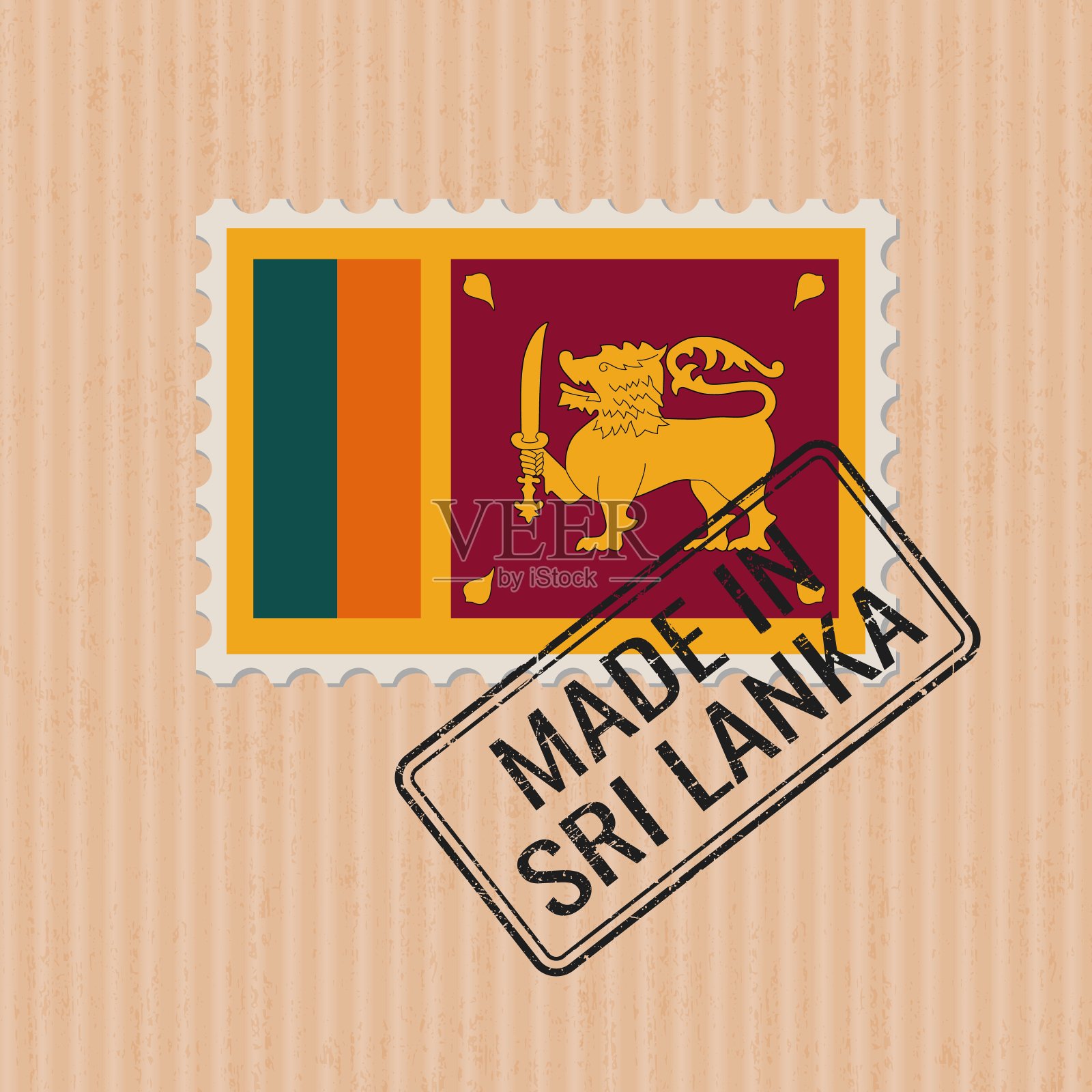 斯里兰卡制造徽章矢量。斯里兰卡国旗贴纸。油墨印章隔离在纸张背景上。插画图片素材