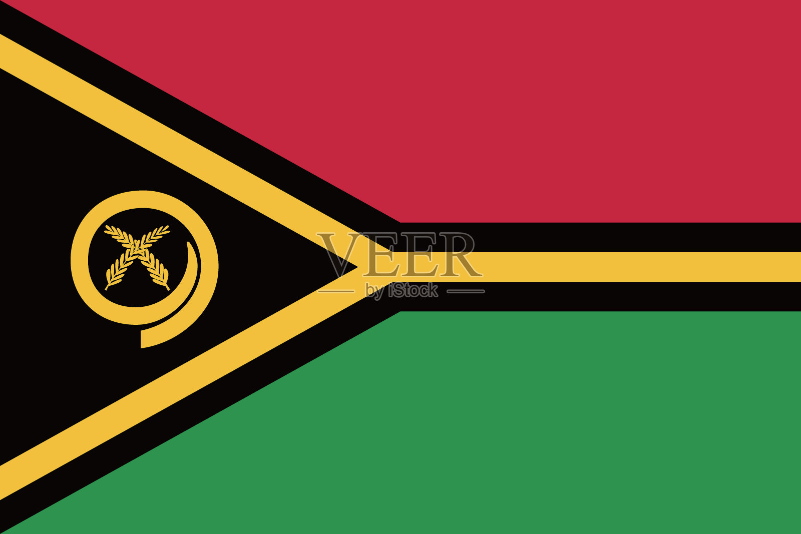 瓦努阿图国旗。标准尺寸。官方比例。长方形的旗帜。标准颜色。国旗图标。数码插图。电脑插图。矢量插图。插画图片素材