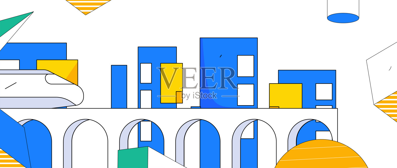 房屋建筑矢量概念操作手绘插图插画图片素材