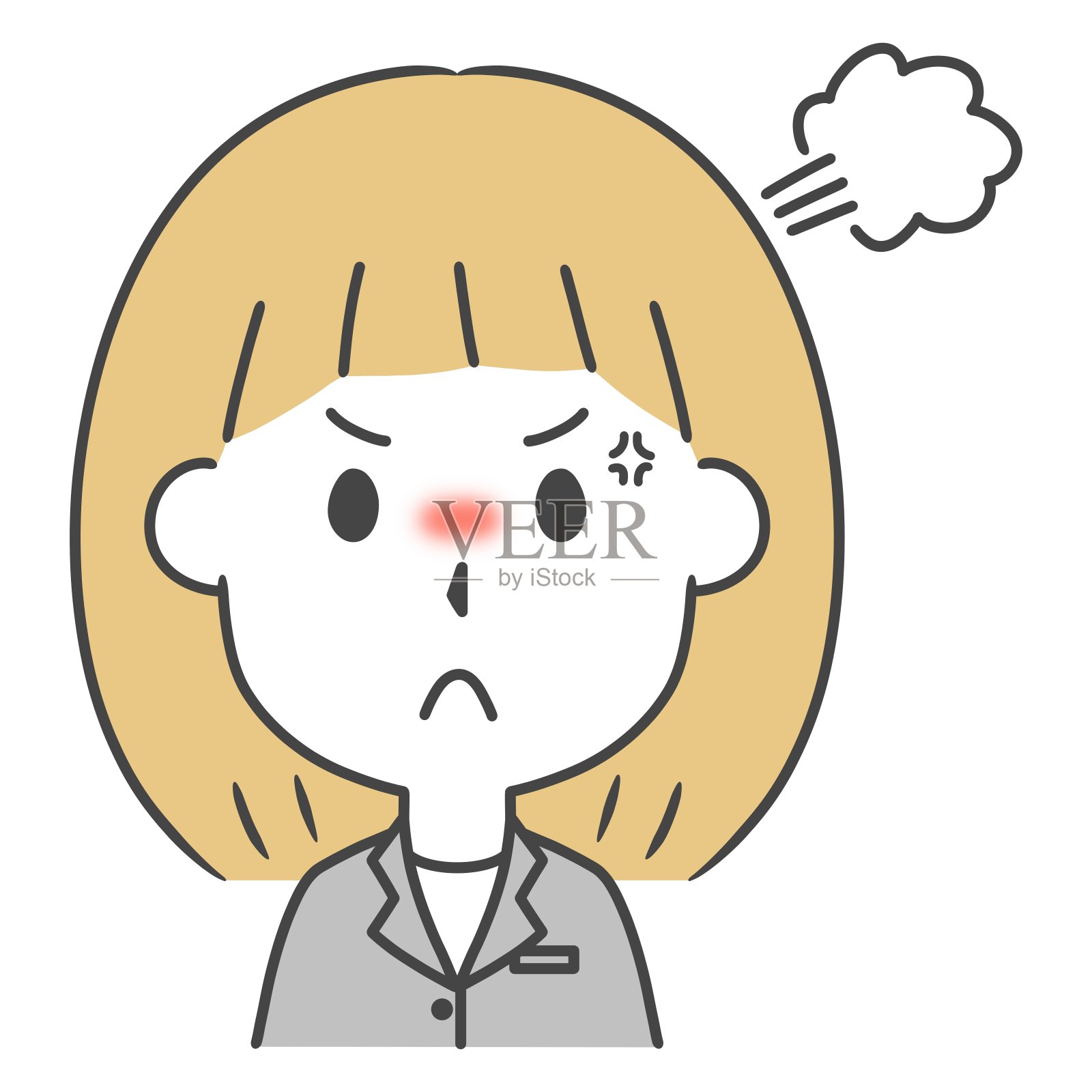 一个穿着西装的愤怒女人插画图片素材