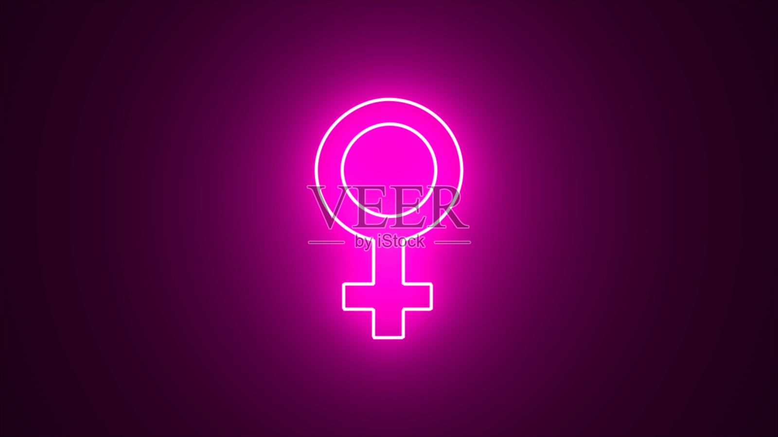 抽象粉色霓虹性别符号图标。性感霓虹图标,发光霓虹女性标志图标符号黑色背景。3D渲染插图。照片摄影图片