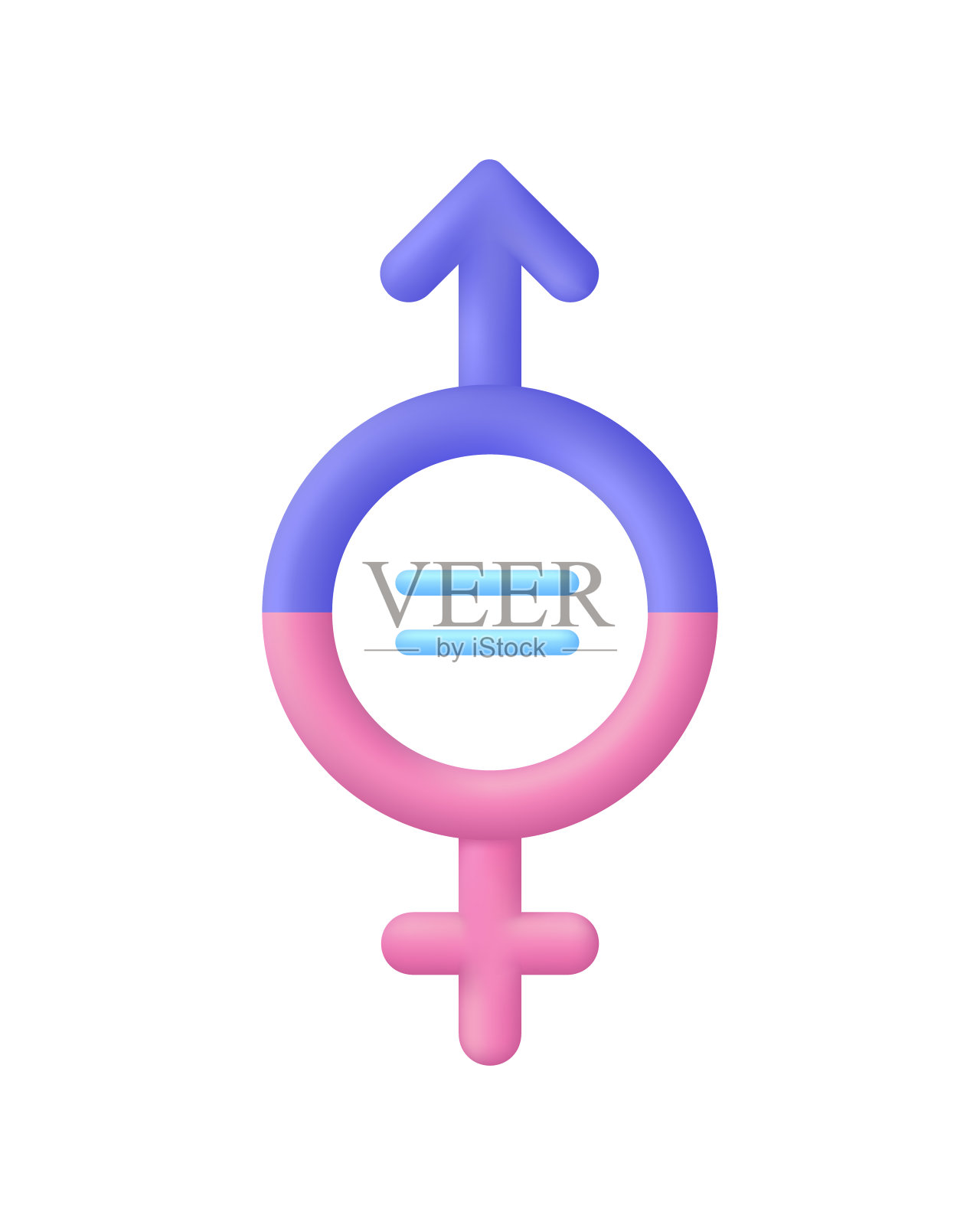 3D性别图标。男女平等。性别平等和宽容。性别平等的象征插画图片素材