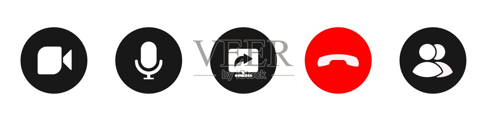 视频通讯工具。矢量图标说明通信工具,如聊天,通话和视频通话按钮。矢量插图的通信工具的会议和对话插画图片素材