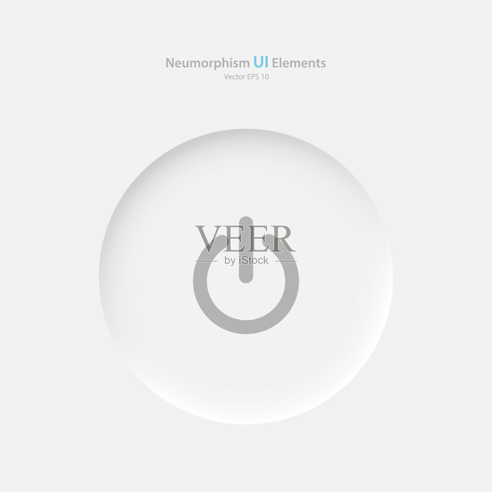 白色背景上的圆形电源按钮。用户界面元素在非同构风格,UX。插画图片素材