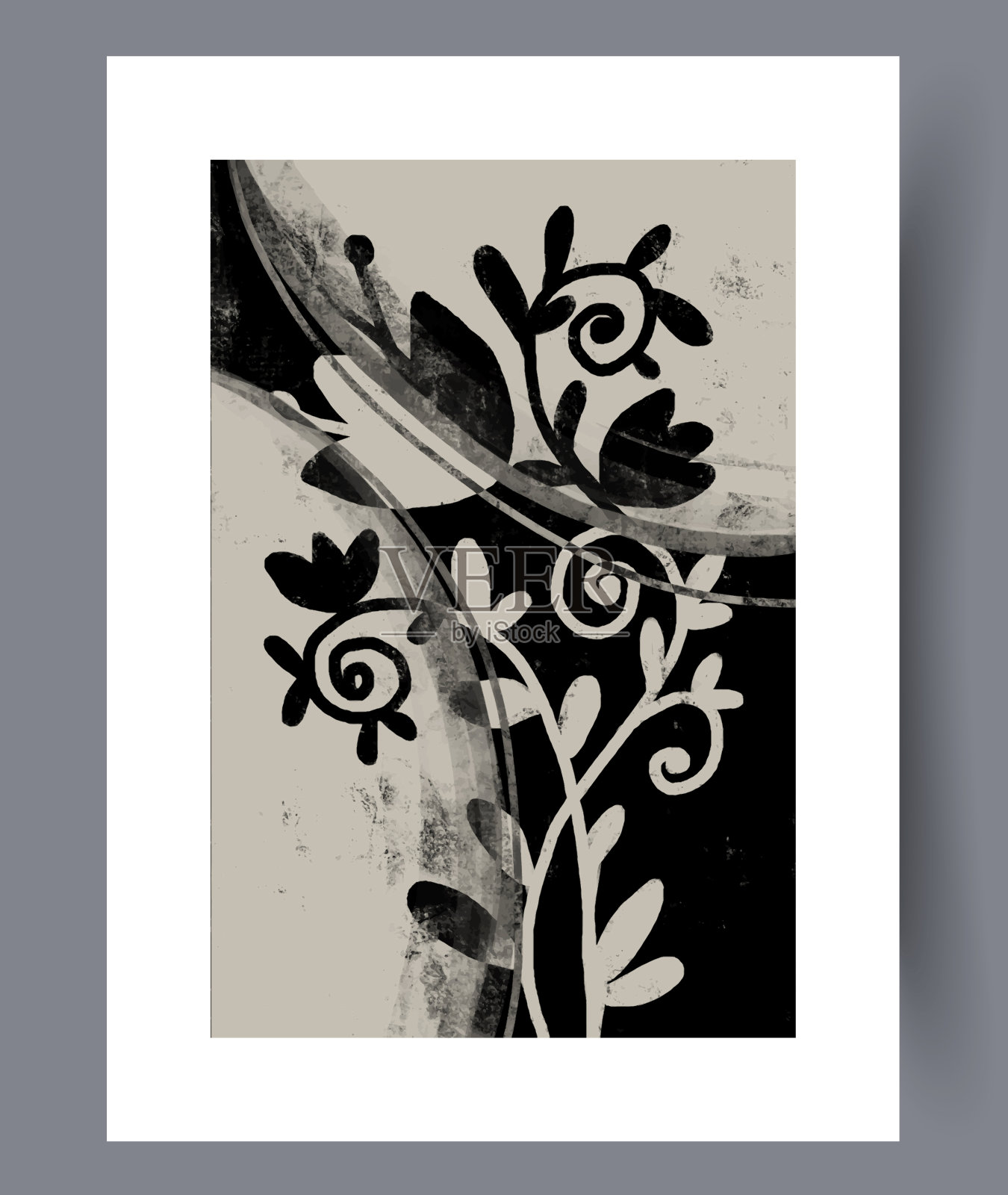 静物花有机构成墙面艺术版画插画图片素材