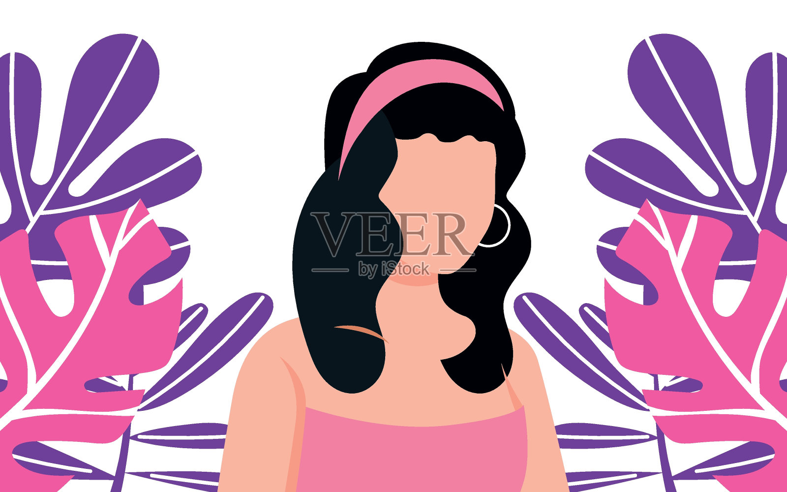 这个女孩站着。插画图片素材