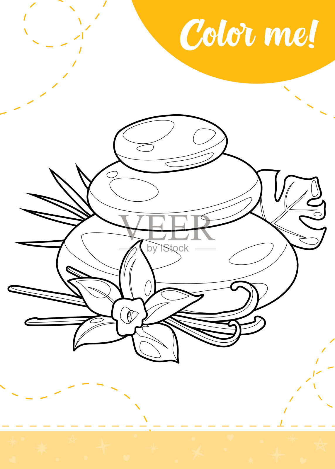 儿童香草花着色页。插画图片素材