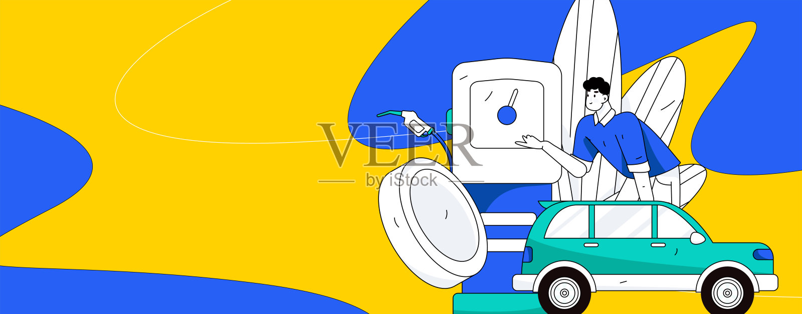 矢量互联网操作手绘插图的人获得折扣加油他们的汽车插画图片素材