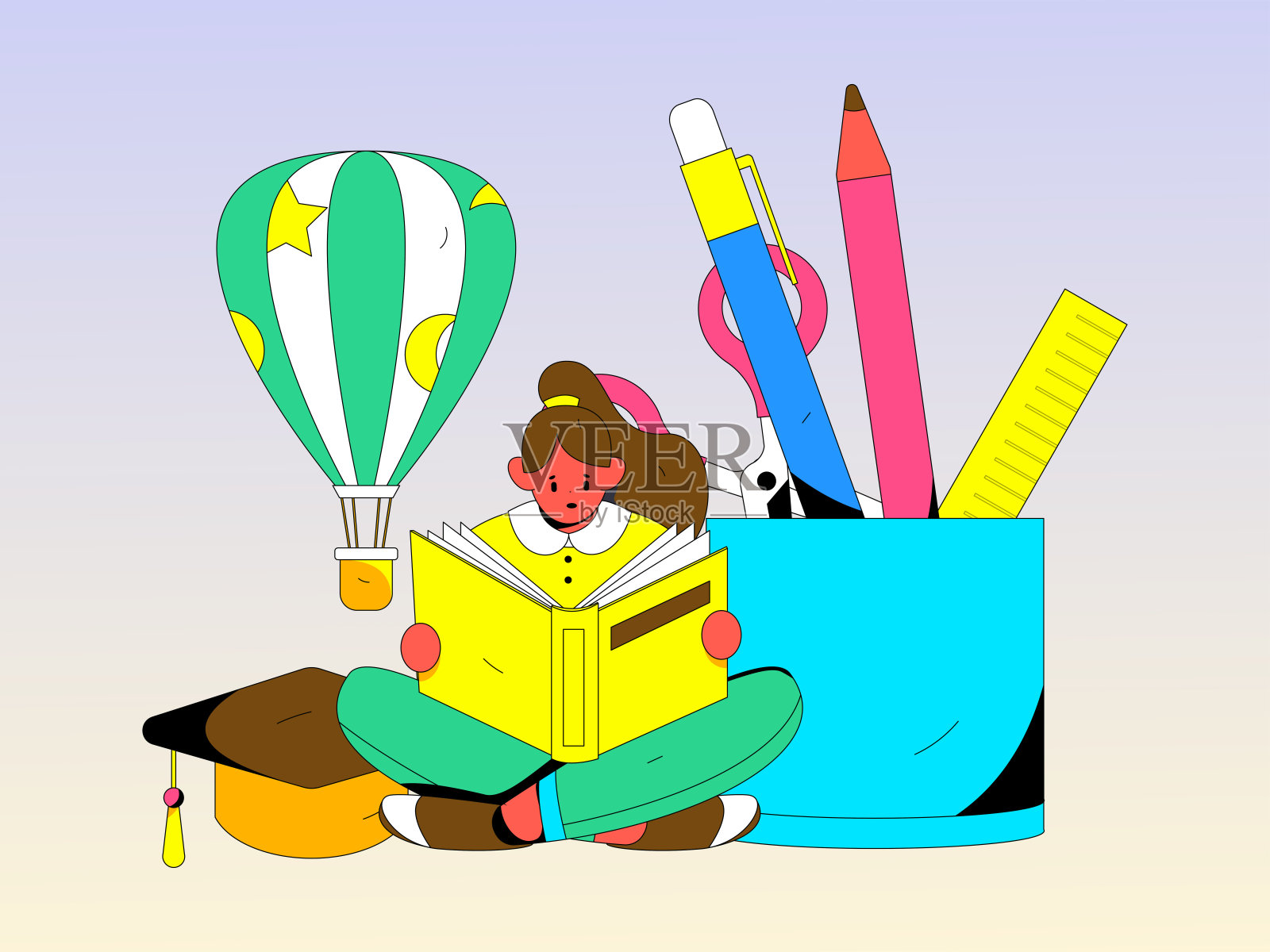 教育和学习的人平面矢量概念手绘插图插画图片素材