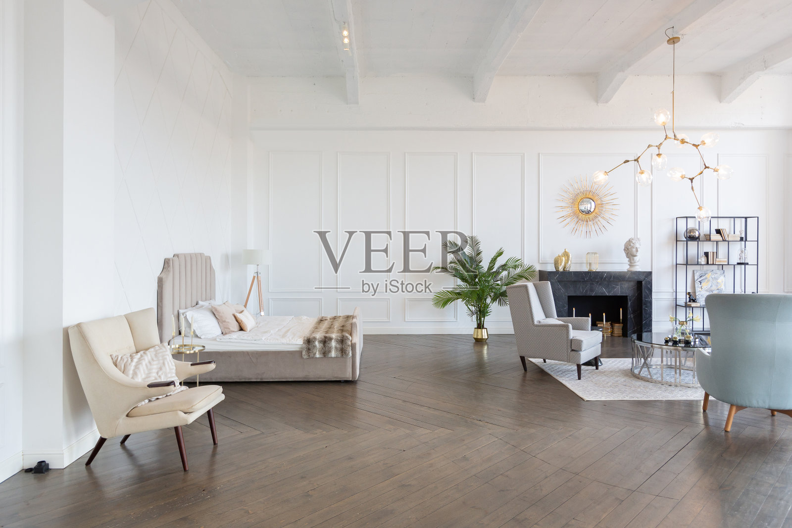 现代、豪华、时尚公寓,室内,在柔和的颜色。,A,非常照片摄影图片