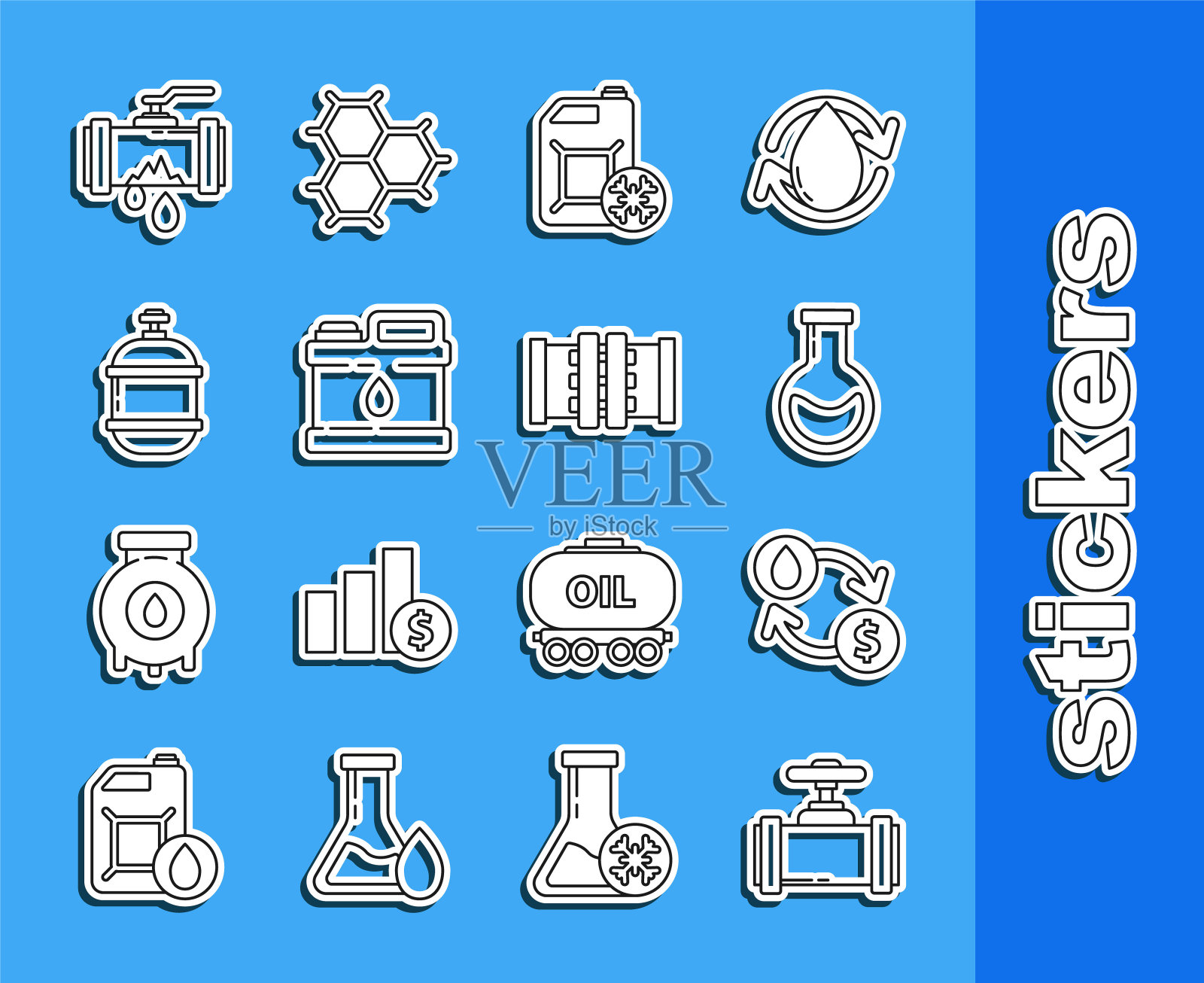 工业金属管道阀门、输水、试管烧瓶图标矢量素材插画图片素材