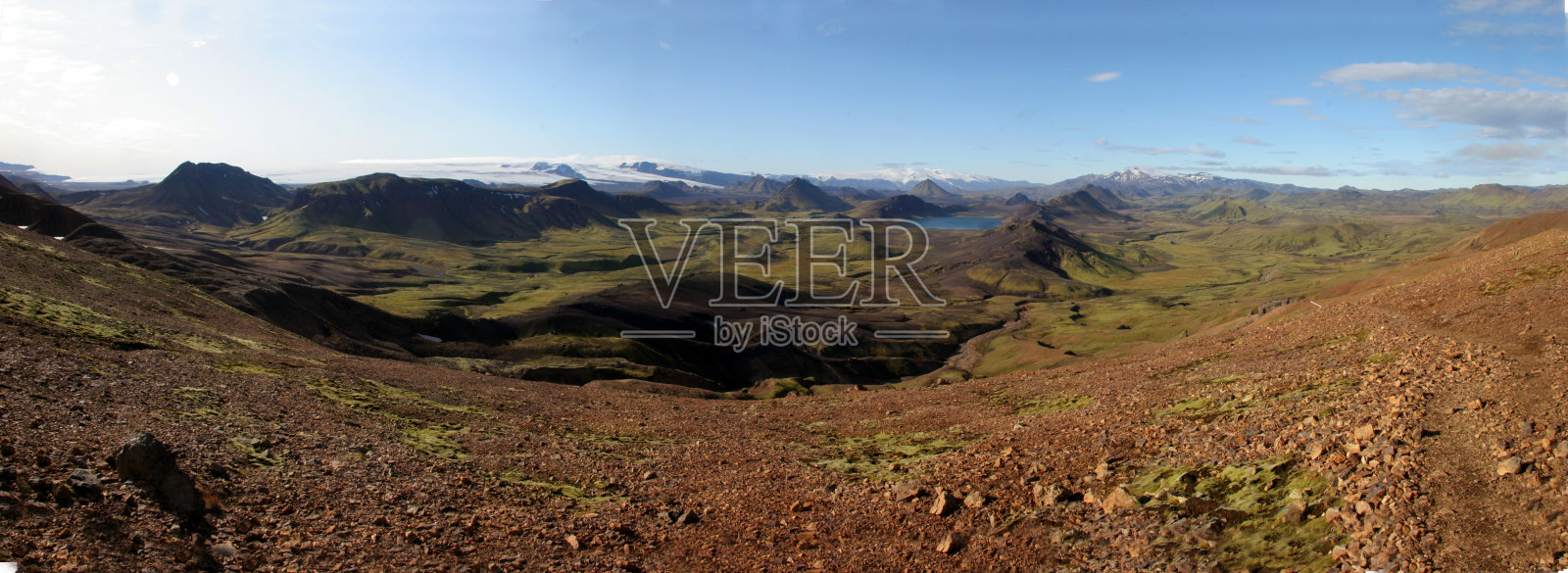 冰岛内陆荒凉的平原在兰曼纳劳加尔多日徒步旅行照片摄影图片