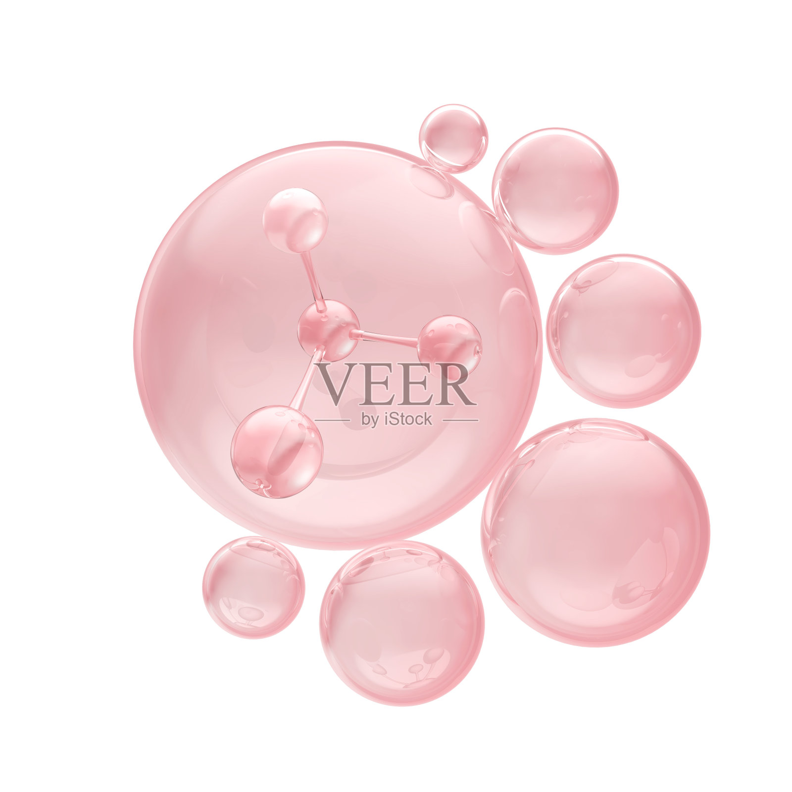 化妆品保湿水分子,化妆品精华液,液体泡沫,隔离白底,3d渲染照片摄影图片