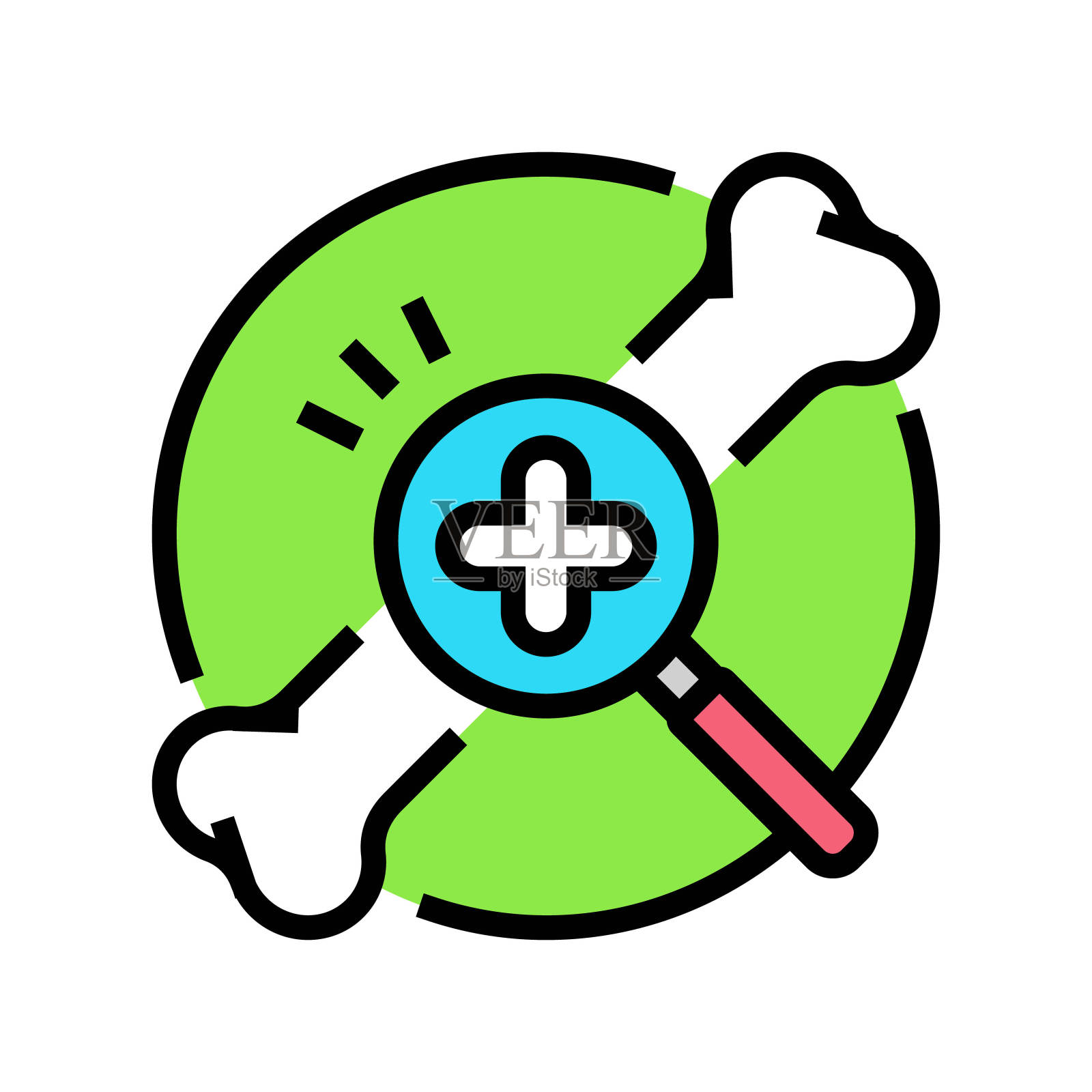 骨骼健康骨质疏松症骨骼颜色图标矢量插图插画图片素材