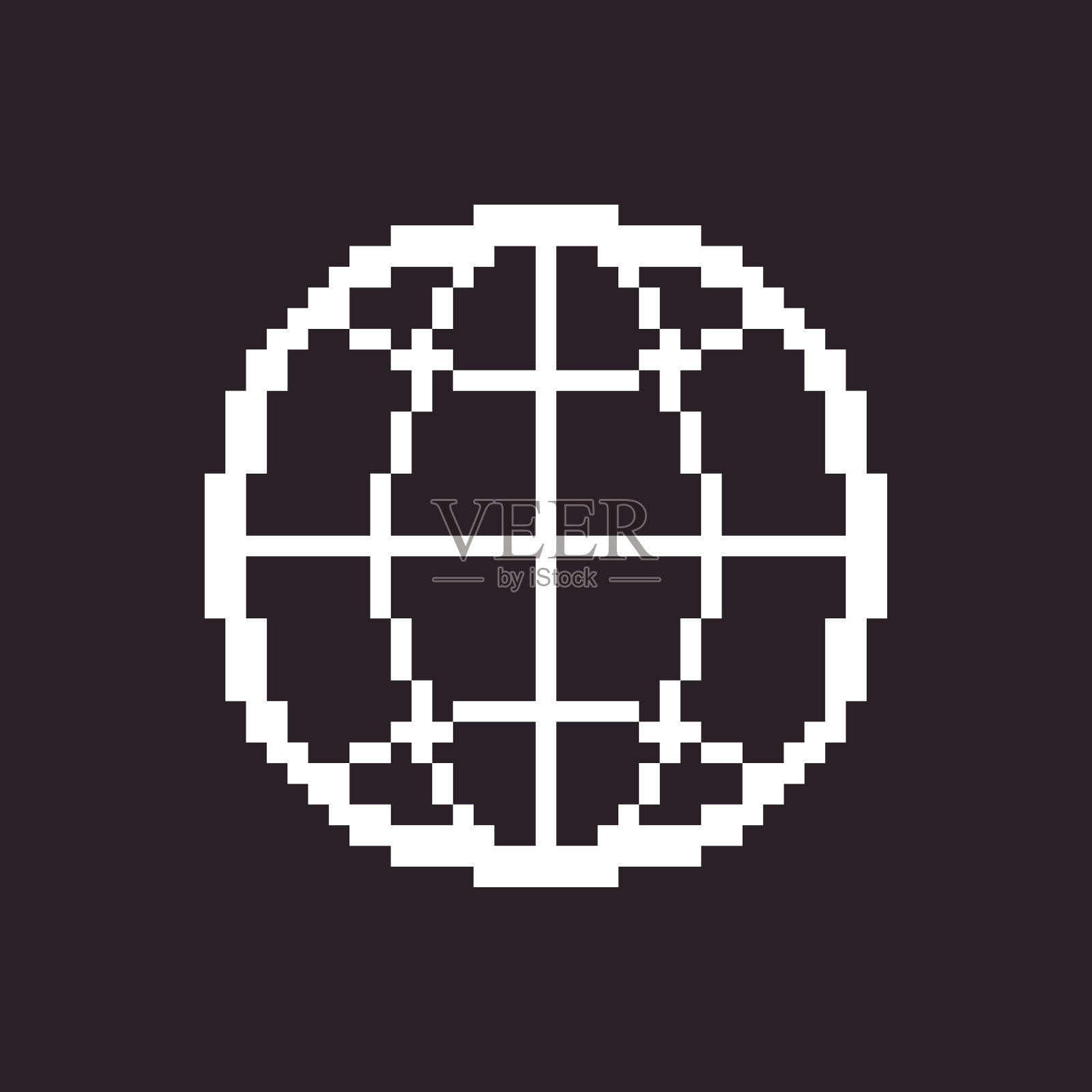 黑白简单的1bit矢量像素艺术图标圆形抽象球体插画图片素材