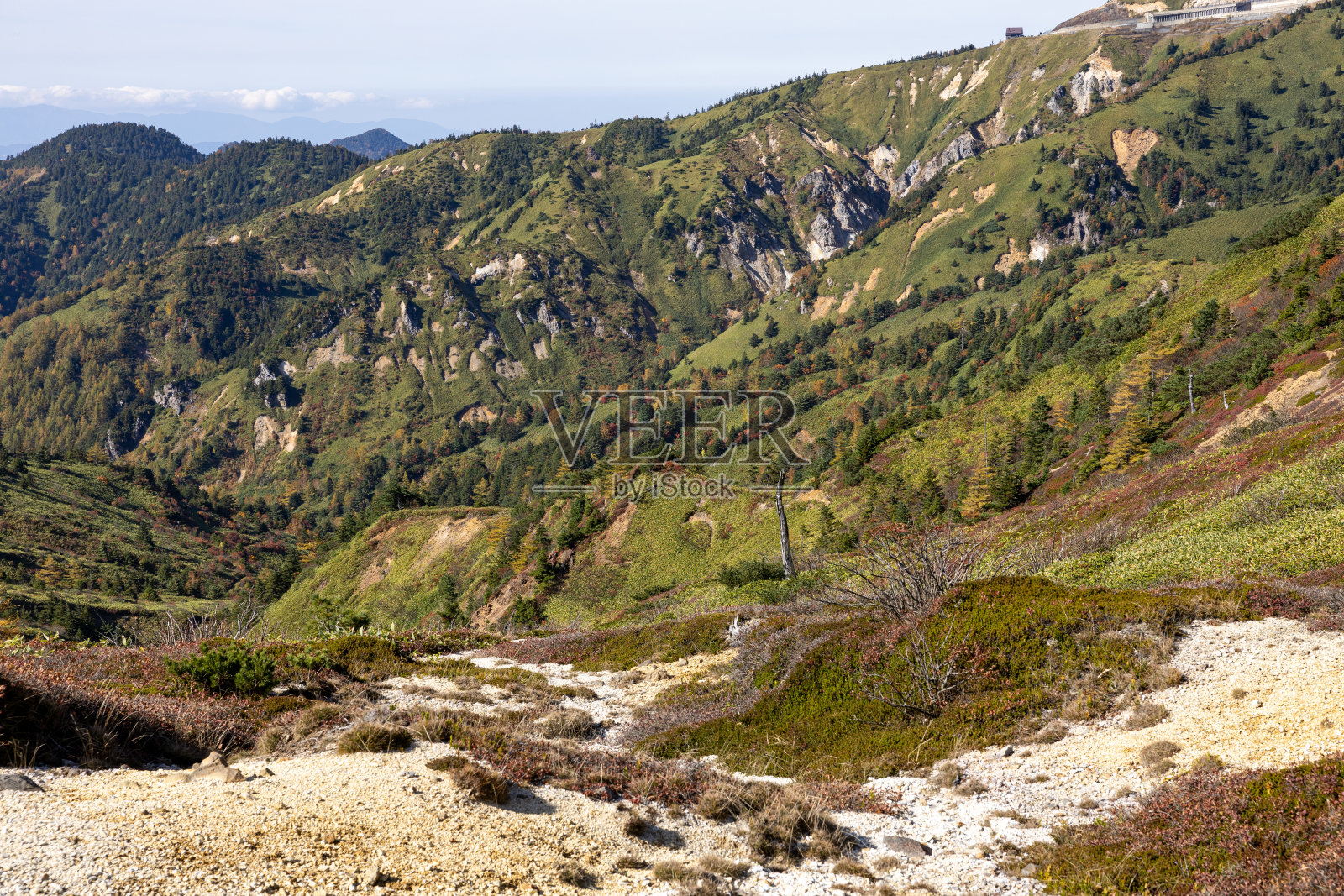 在秋天欣赏美丽的志贺县横手山。照片摄影图片