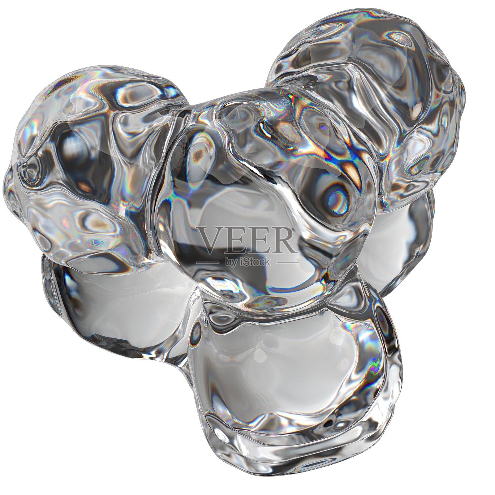 隔离无色有机玻璃清新透明的折射和反射对象优雅现代3D渲染抽象背景照片摄影图片