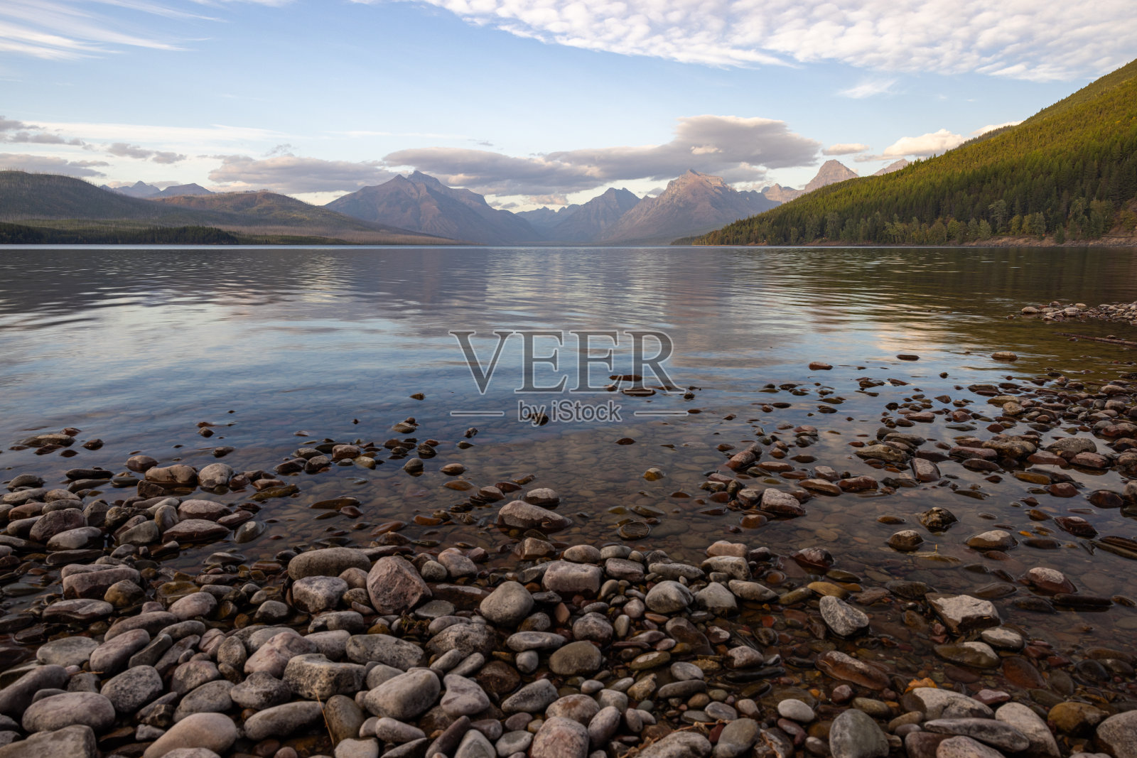 冰川国家公园的麦克唐纳湖照片摄影图片