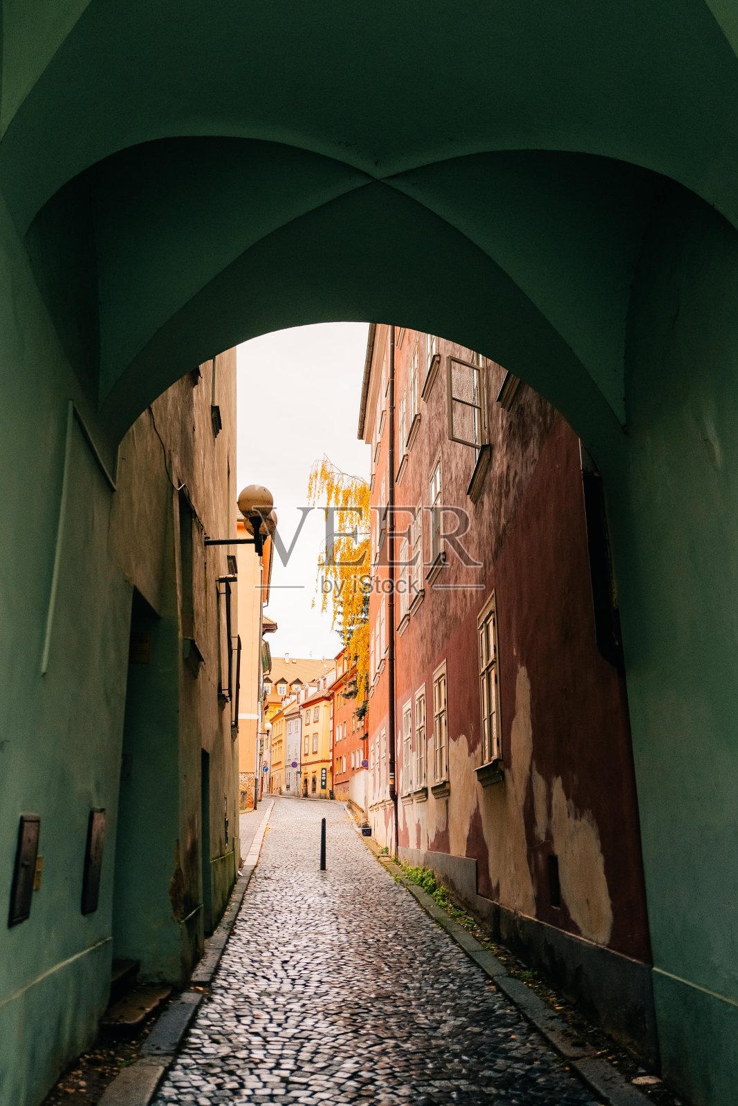 捷克共和国古老的欧洲小镇Cheb的街道照片摄影图片