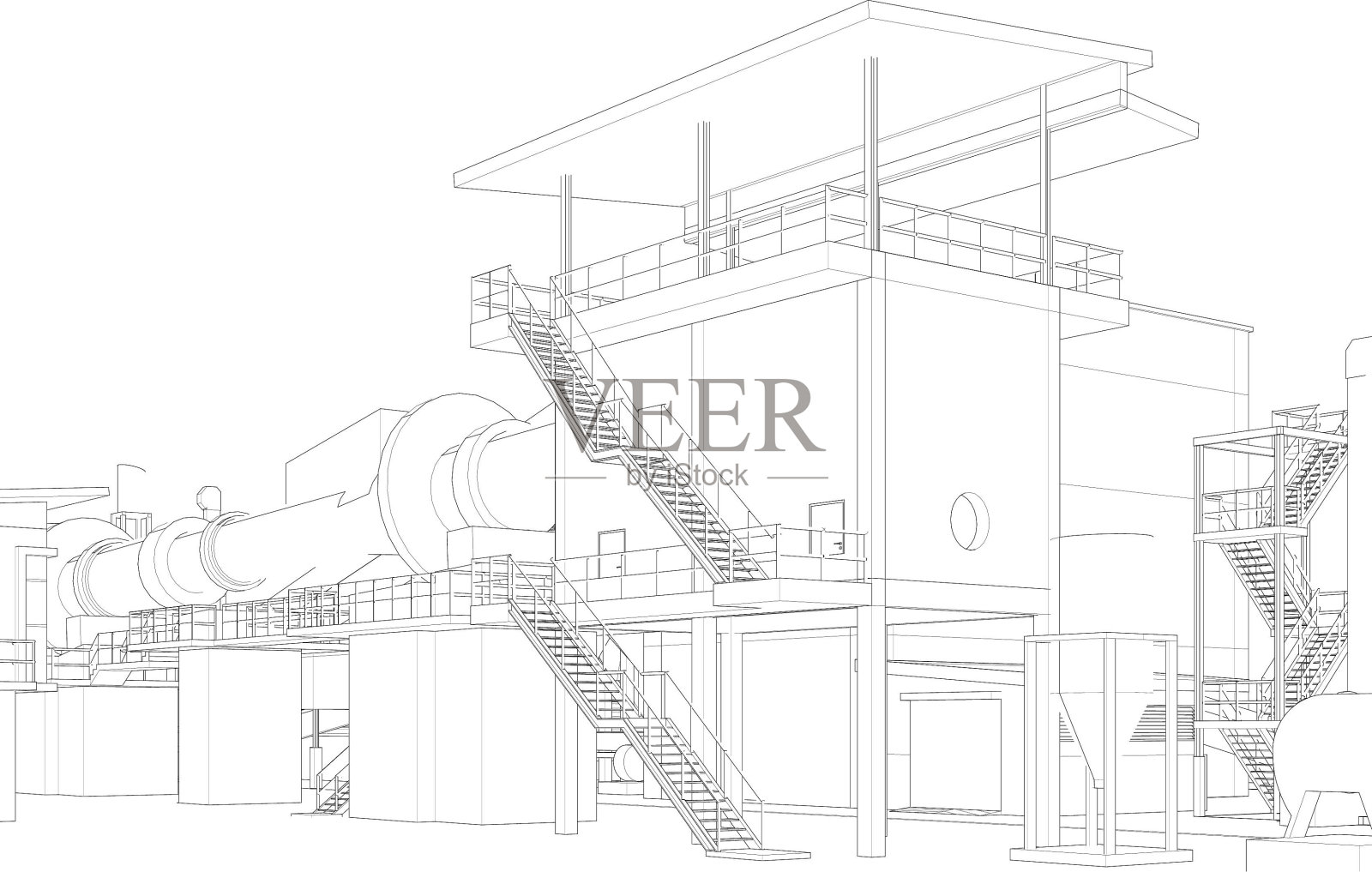工业建筑的三维插图照片摄影图片