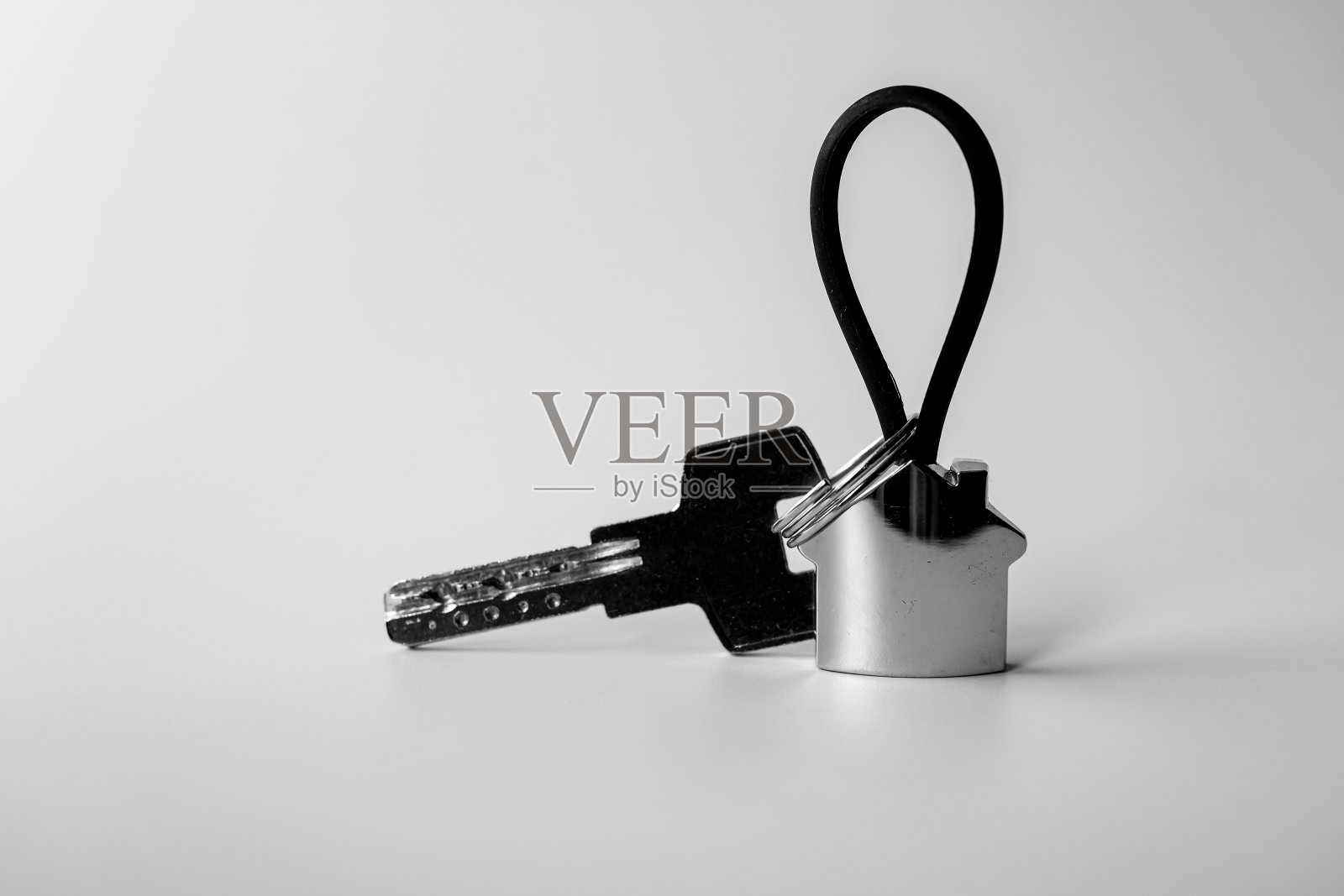 钥匙扣看起来像房子。关键。公寓。照片摄影图片