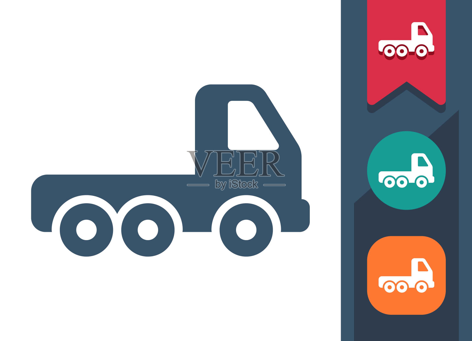 卡车图标。车辆、拖拉机头插画图片素材