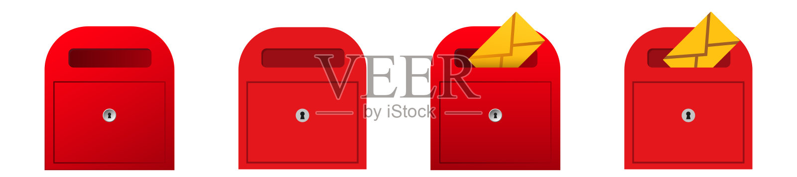 邮箱红色邮箱。邮资信封插画图片素材