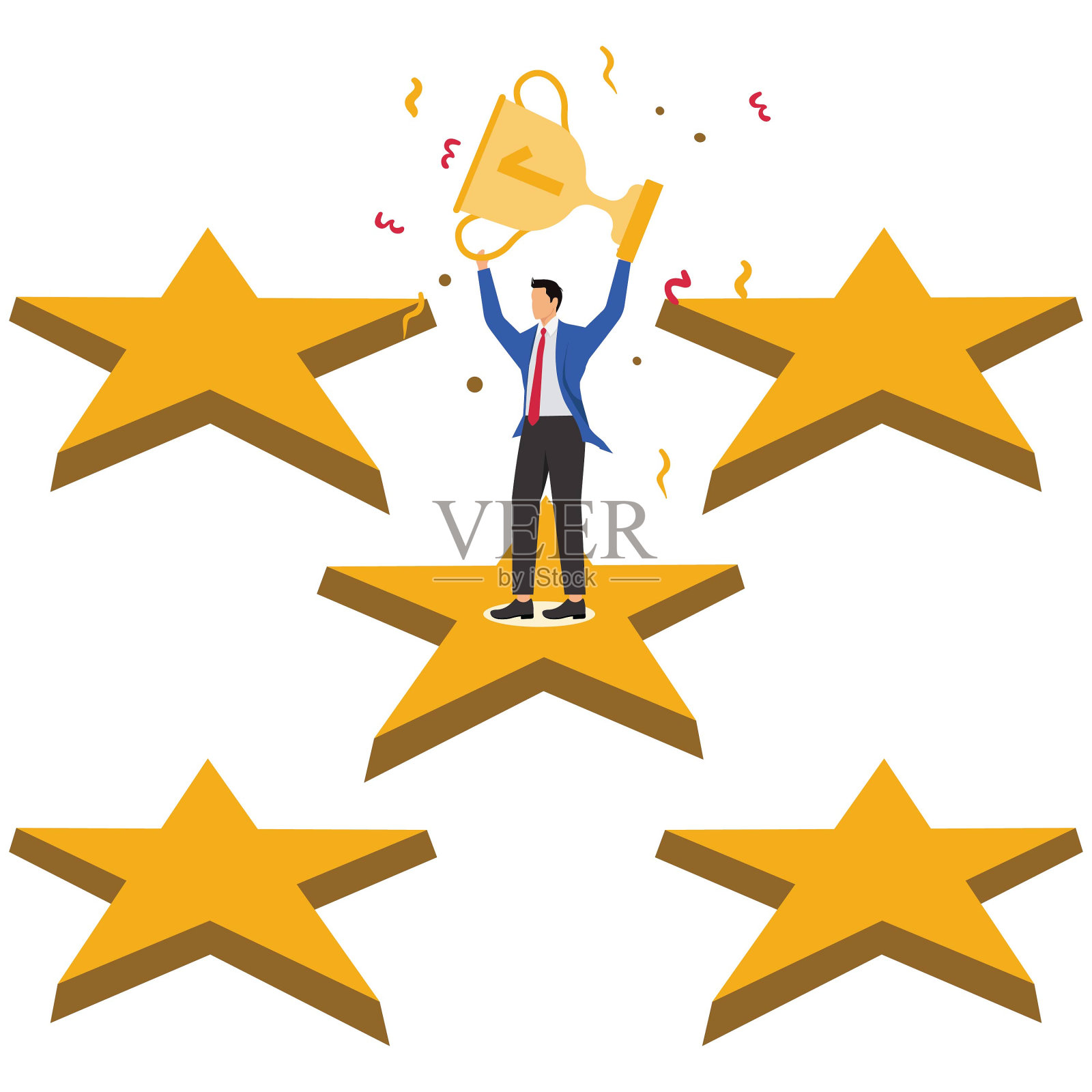最佳员工、最佳候选人、最佳质量和最佳表现、最佳反馈和评级、满意度和用户体验反馈、五星商户等插画图片素材