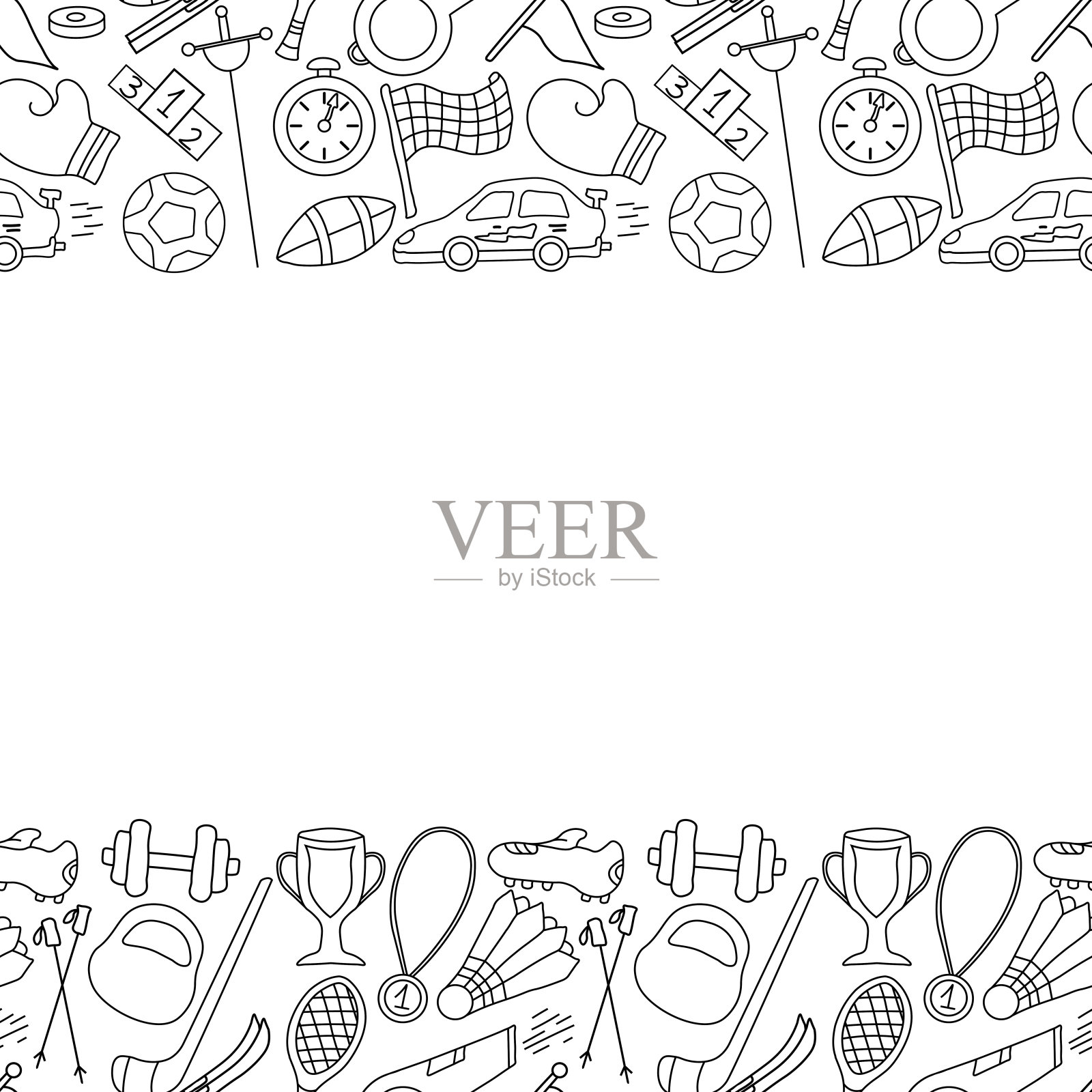 无缝运动框架。背景与体育图标。涂鸦运动插画插画图片素材