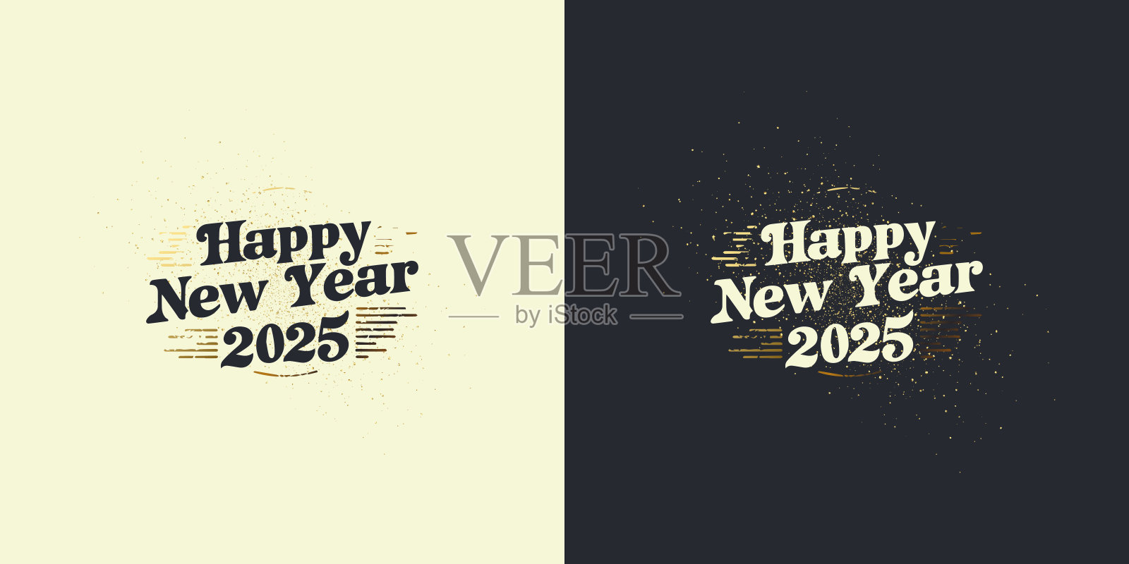 经典的2025年快乐新年标志设计。奢华优雅的数字。优质矢量独特而干净的设计。插画图片素材