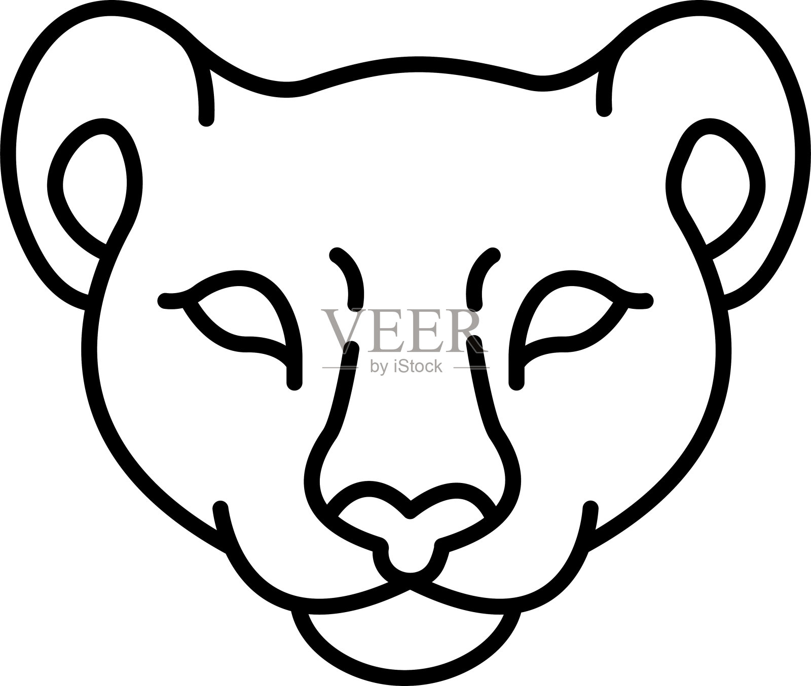 狮子脸轮廓矢量插图插画图片素材
