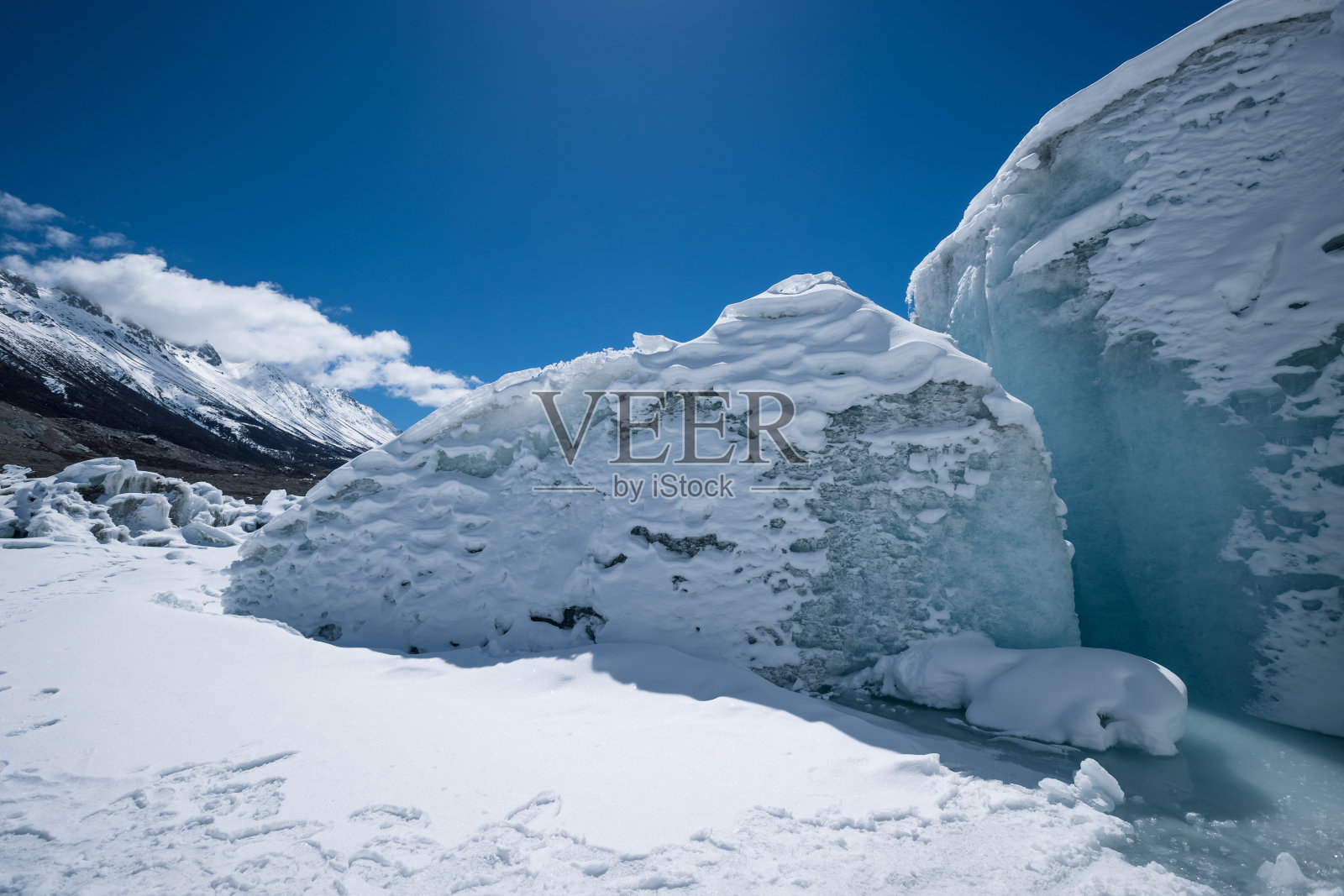 高空冰川山脉鸟瞰图,中国照片摄影图片