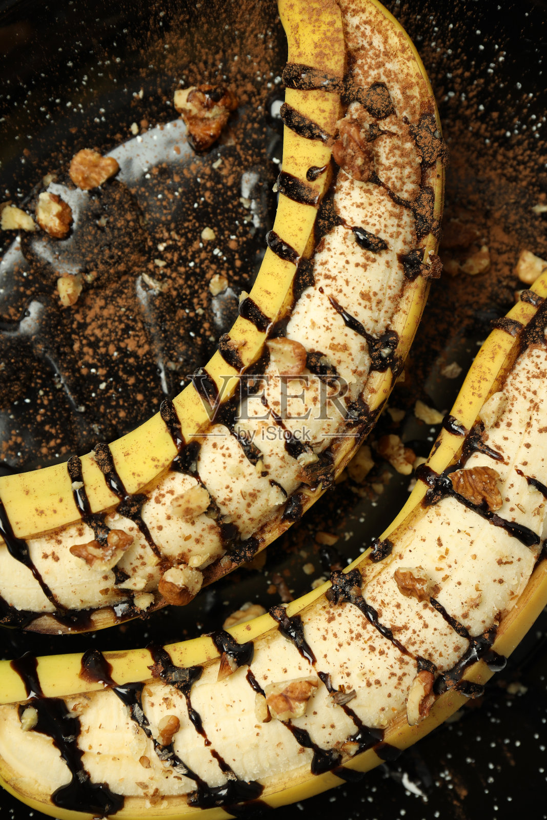 美味食物的概念配上美味的香蕉甜点照片摄影图片