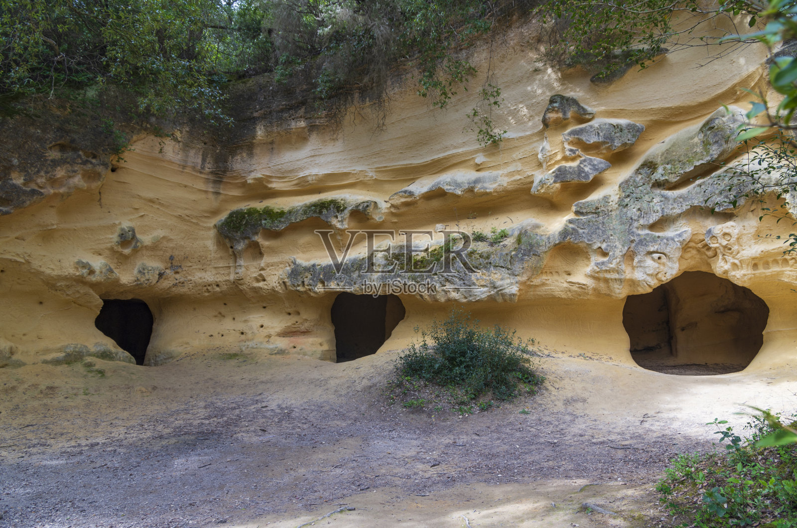 比博纳的黄色洞穴的外观照片摄影图片