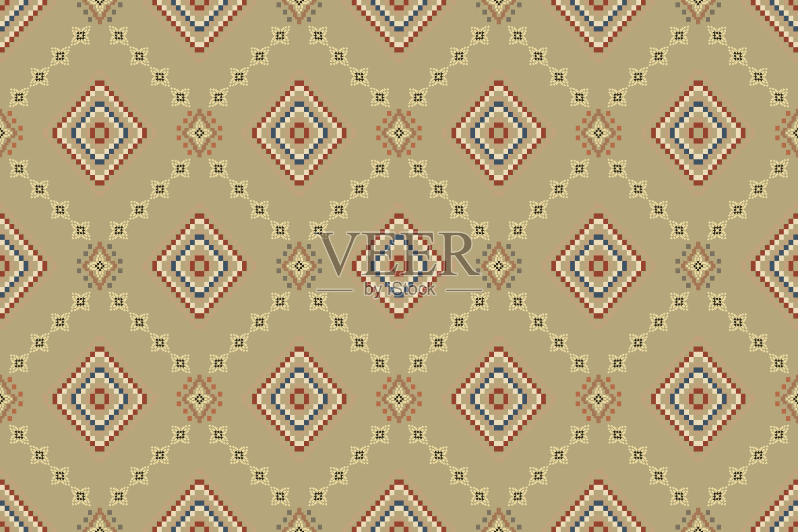 纳瓦霍部落矢量无缝模式。印第安人的装饰品。西南民族装饰风格。波西米亚几何装饰。矢量无缝模式。墨西哥毛毯,地毯。编织地毯插图。插画图片素材