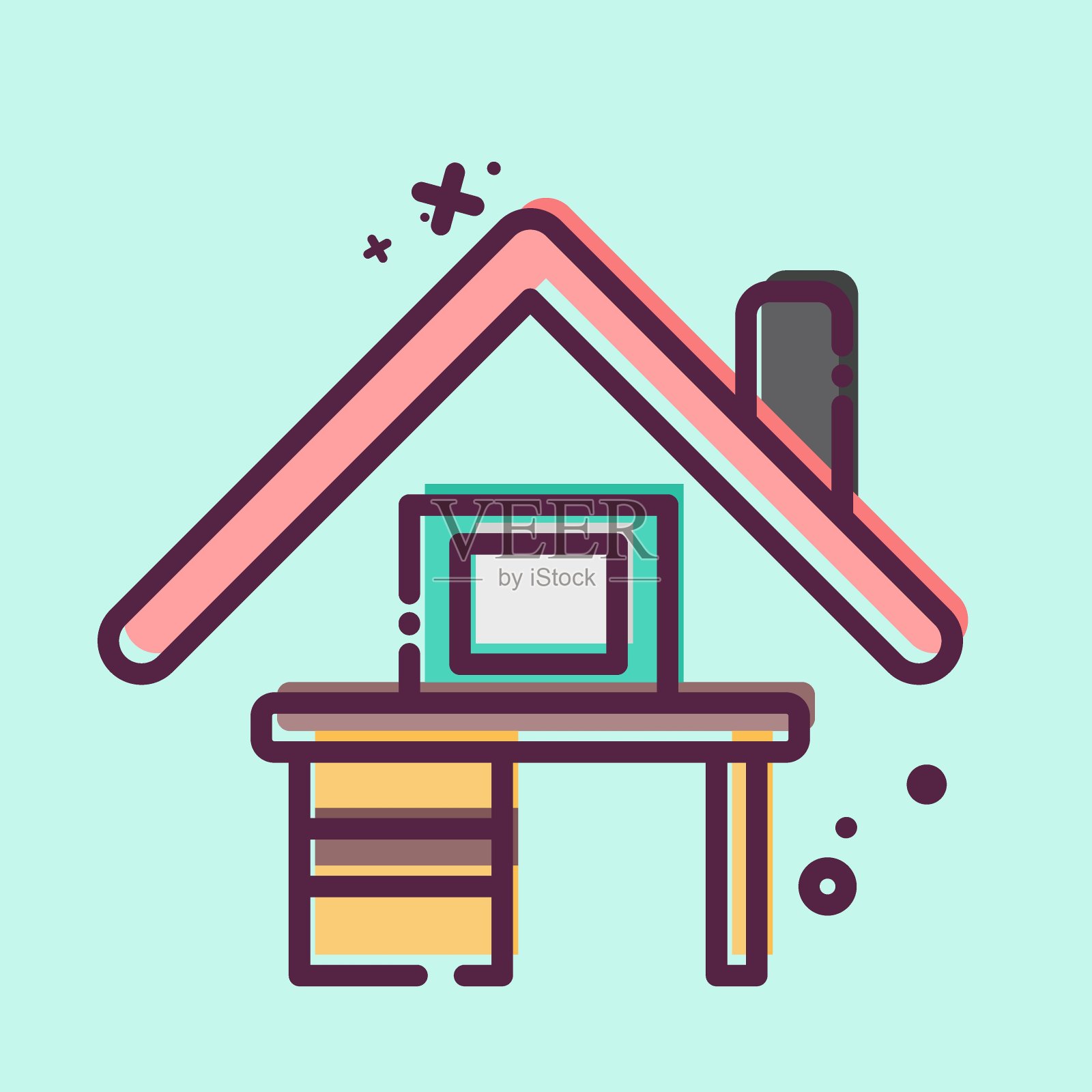 图标远程工作。与远程工作符号相关。MBE风格。简单的设计说明插画图片素材